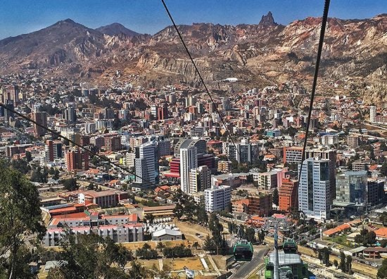 An aerial view of La Paz, Bolivia's capital city.