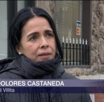 Dolores Castaneda speaks while being interviewed by WTTW. 