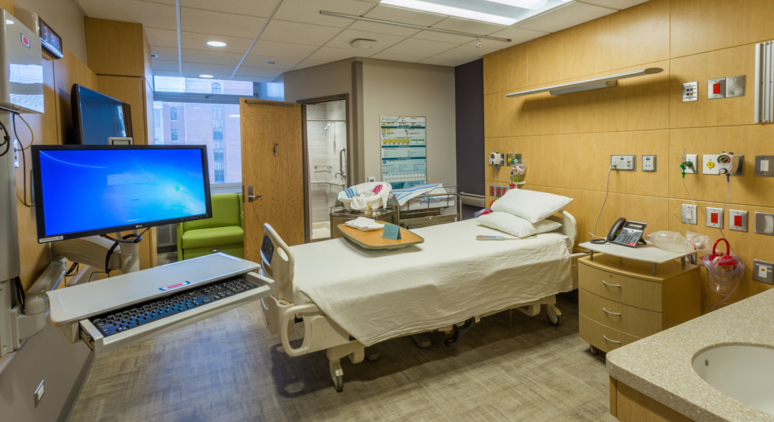 A hospital room at the University of Illinois Hospital at Chicago.