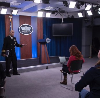 A U.S. Army Corps of Engineers press briefing at the Pentagon.
                  