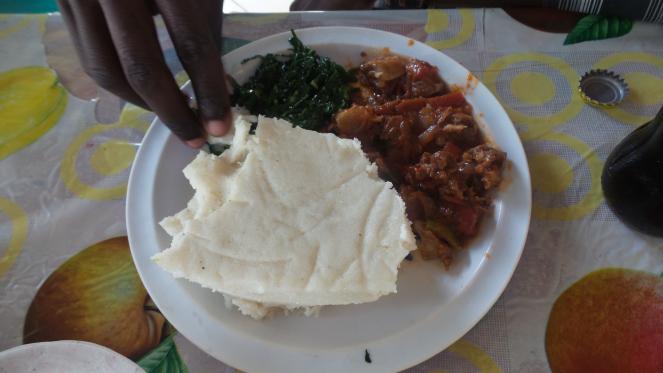 Ugali and meat