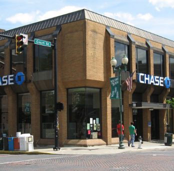 The exterior of a Chase Bank building in Athens, Ohio. 