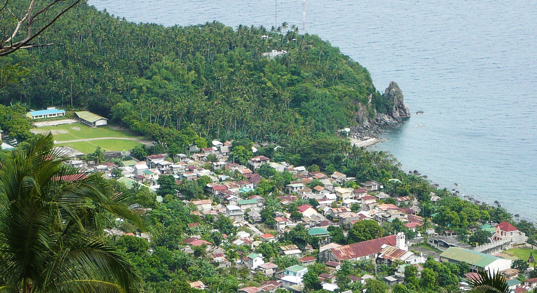 An aerial view of the barangay of Poblacion on the island of Banton, within the province of Romblon.