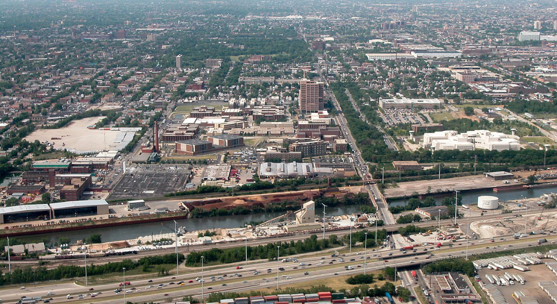 An aerial view of the Cook County Jail.