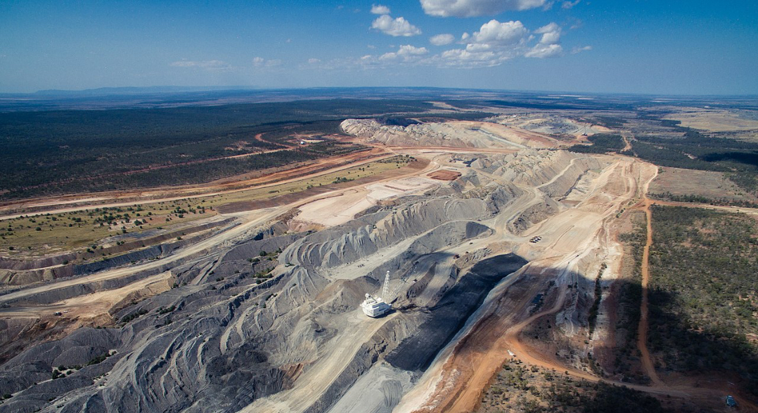 An aerial view of a coal mine.