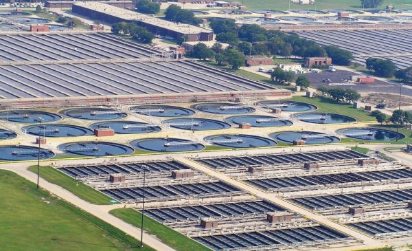An aerial view of the Stickney Water Reclamation Plant in Cicero, Illinois.