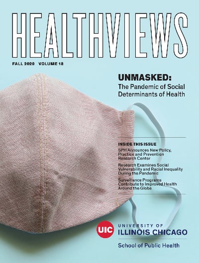 The cover of the Fall 2020 version of Healthviews magazine, featuring a facemask and the headline 