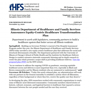 HFS Press Release on Transformation for Health-Equity
                  