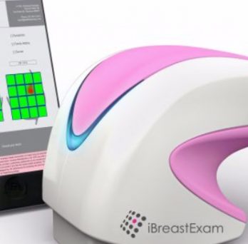 A handheld device and app that make up the I Breast Exam tool. 