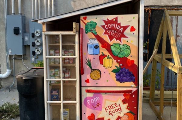 A Love Fridge community refrigerator in Chicago.