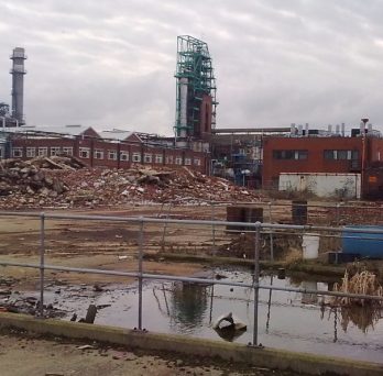 A former chemical manufacturing site in West Yorkshire, United Kingdom that is now a brownfield.
                  
