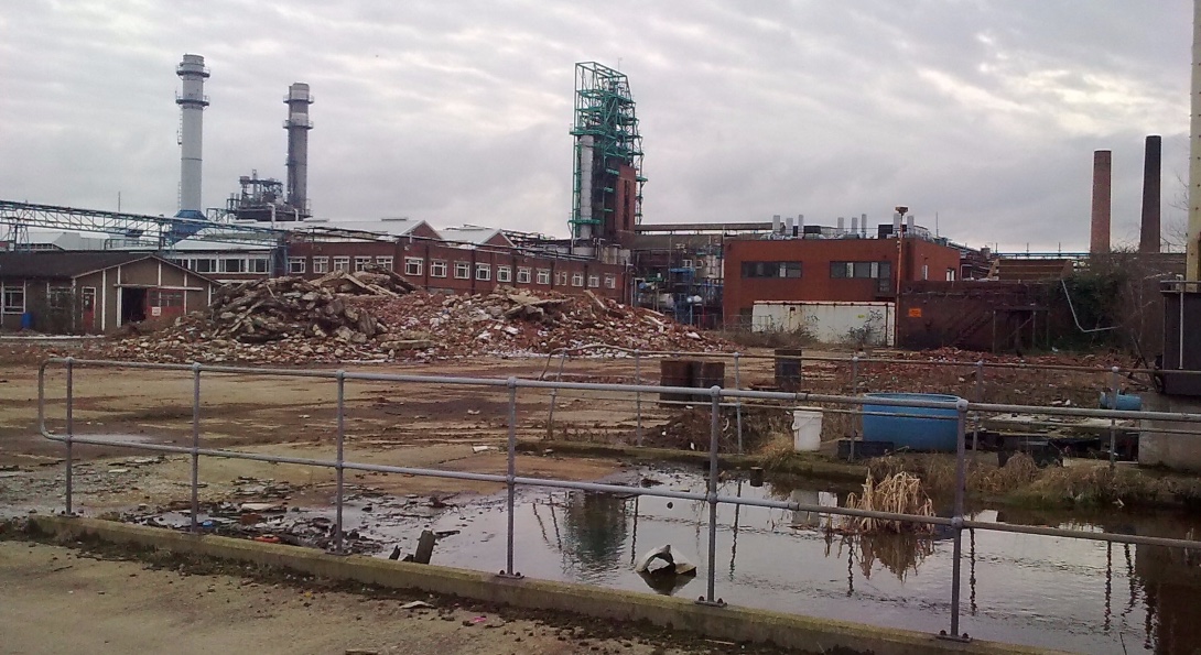 A former chemical manufacturing site in West Yorkshire, United Kingdom that is now a brownfield.
