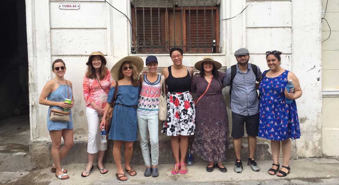 UIC School of Public Health students engaged in fieldwork in Cuba pose for a photo together.