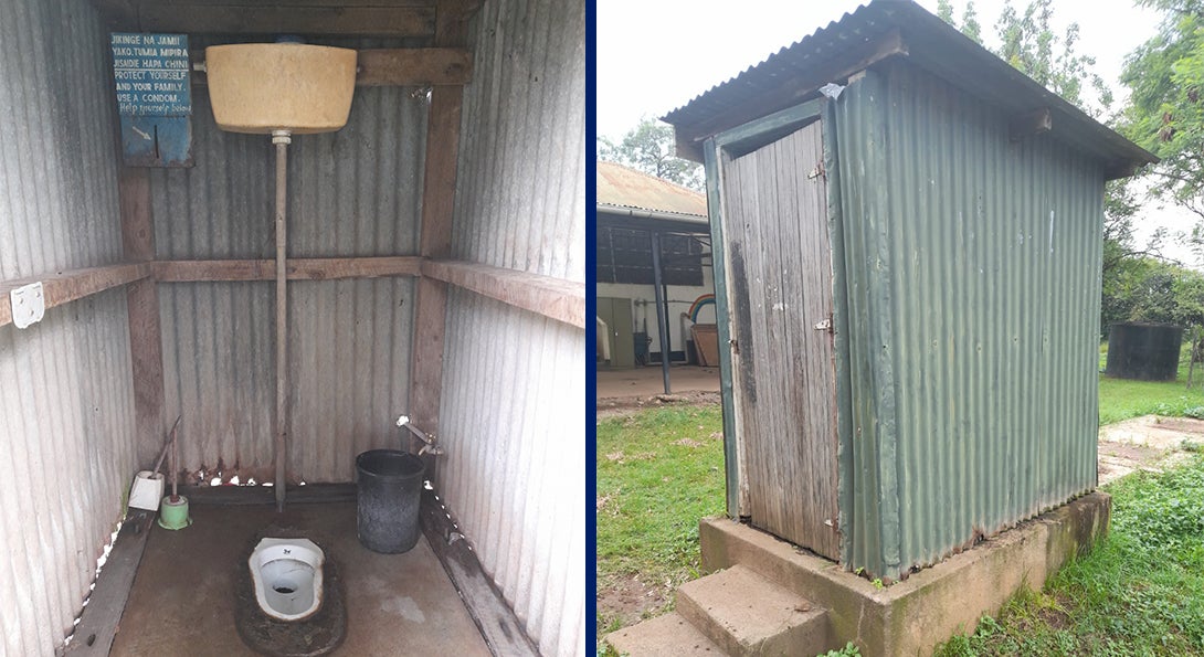 The interior and exterior of a clean, healthy latrine in western Kenya.