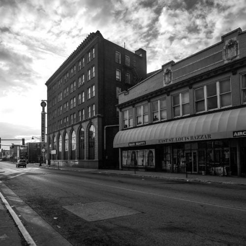 A downtown street in the city of East St. Louis, Illinois.