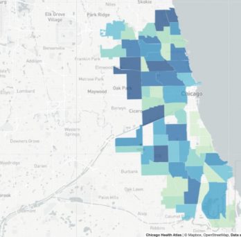 A map from the Chicago Atlas showing rates of adult diabetes across Chicago community areas.
                  