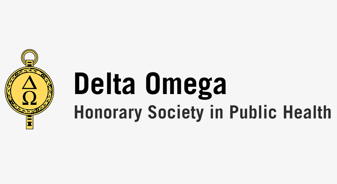 The logo of the Delta Omega Honorary Society in Public Health.