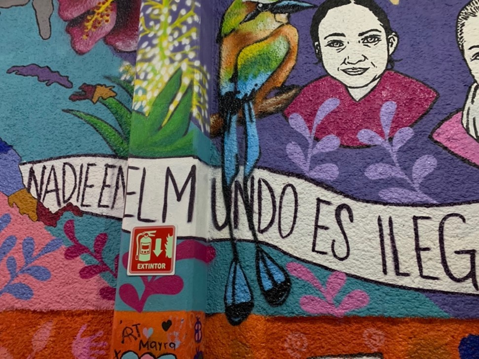 Mural on the wall on the Mexico City Migrant home.