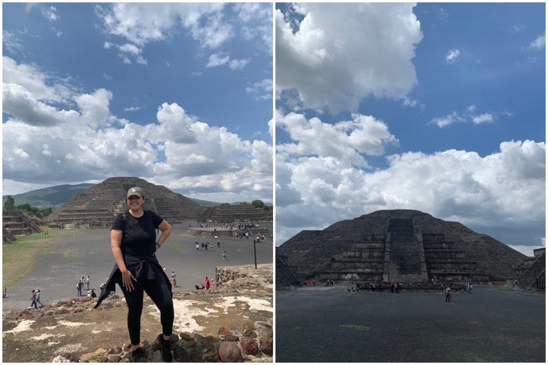 Jessica in front of the pyramids of Teotihuacan