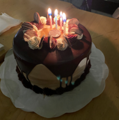 Birthday Cake with lit candles