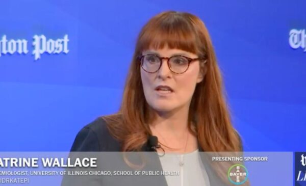 A screenshot of Katrine Wallace speaking as part of the Washington Post's panel discussion on trust in science.