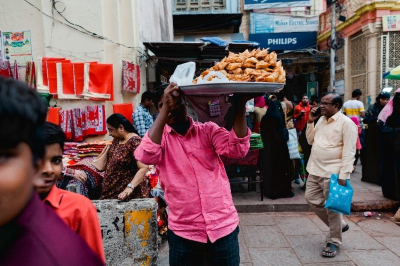 Vendor selling samosas