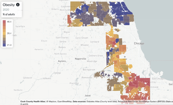 A map-based data set from the Cook County Health Atlas.