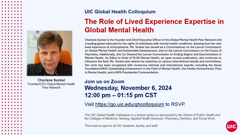 UIC Global Health Colloquium November 2024 Flyer.