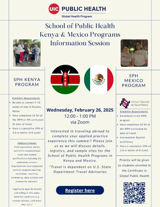 Kenya and Mexico Program Information Session Flyer.